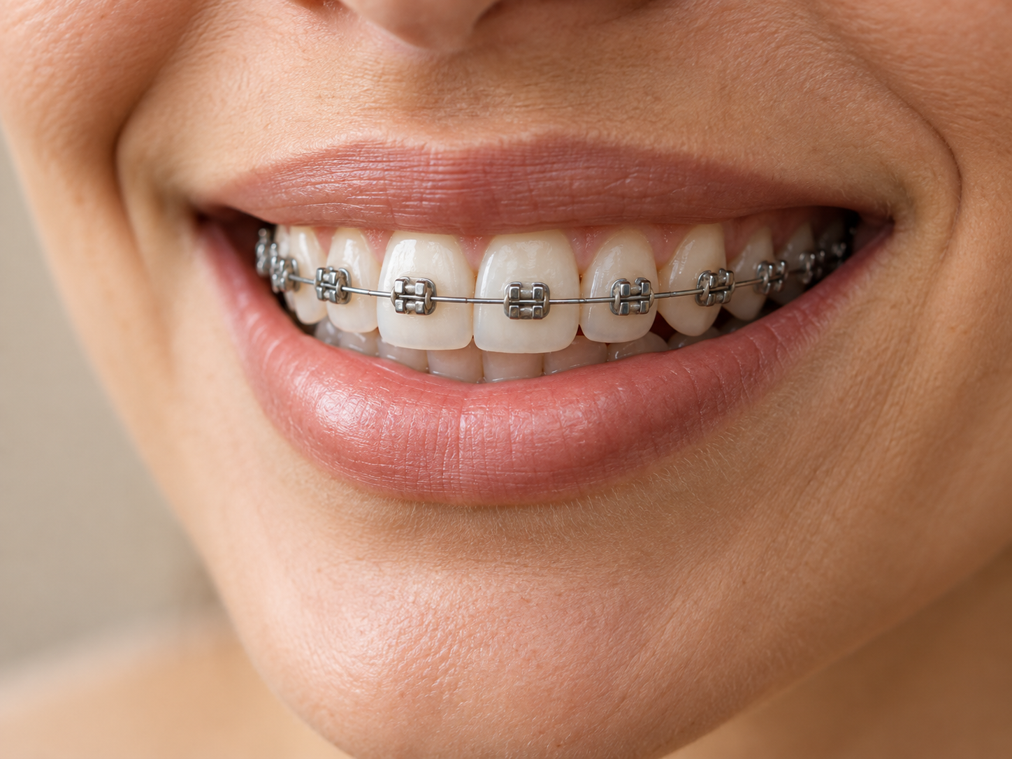 Sorriso com aparelho ortodôntico e alinhadores