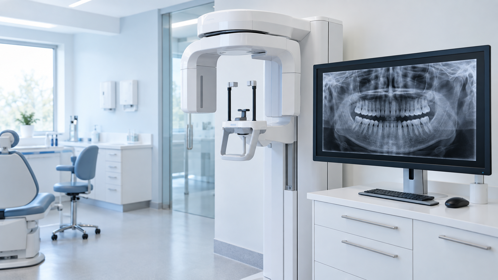 Aparelho de tomografia odontológica computadorizada e radiografia digital
